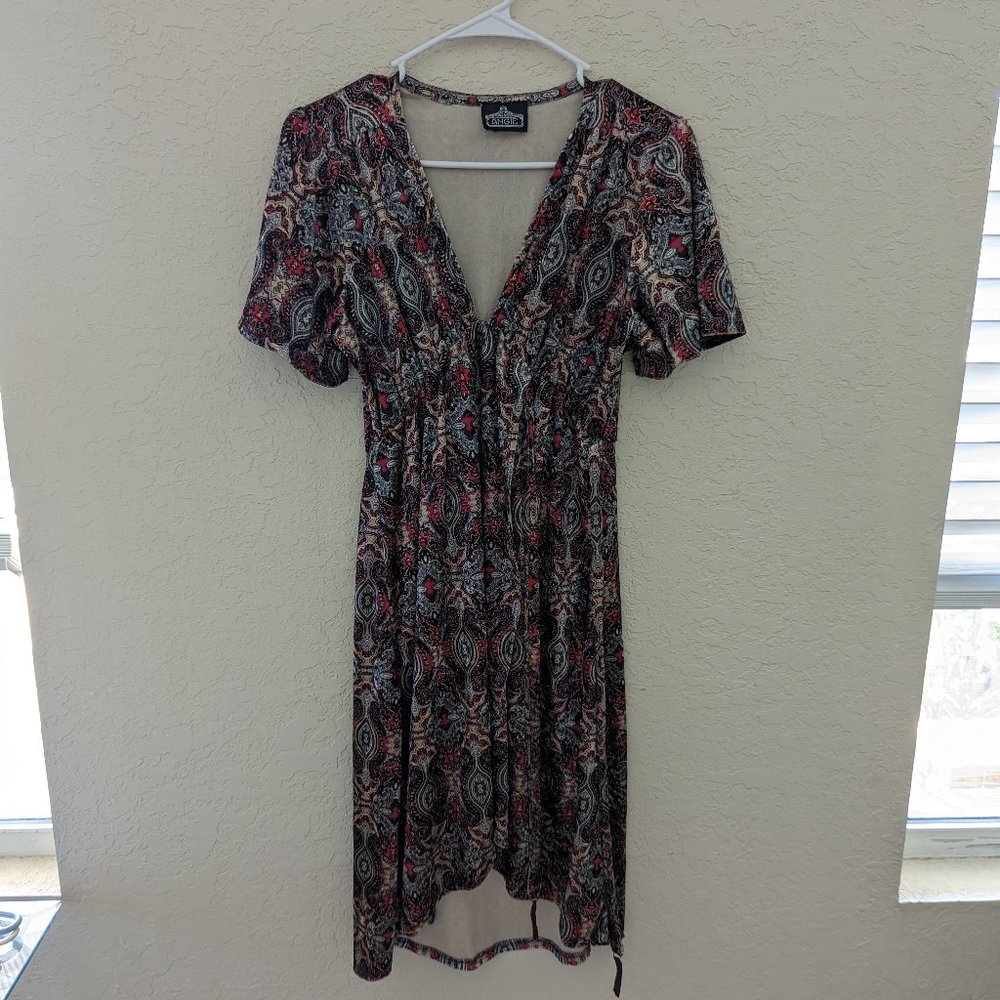 Vintage Angie Velvet Bell Sleeved Wrap Dress Retro 70's